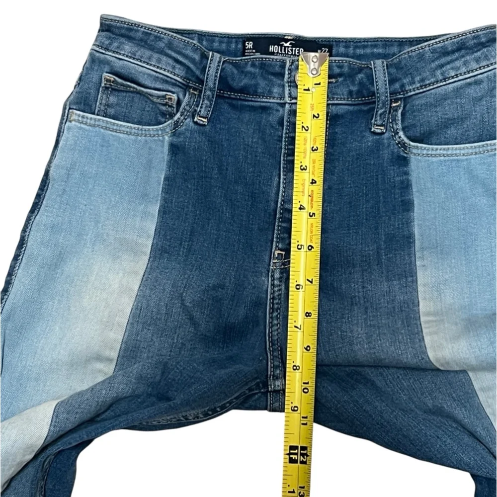 Hollister Two-Tone Blue Patchwork Flare Jeans - Picture 11 of 14